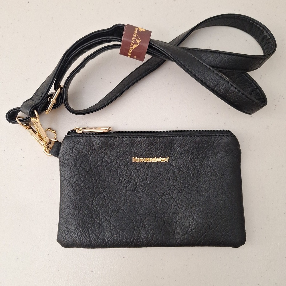 Montana West Women's Crossbody Purse Black Small 7.75" x 5" Soft Faux Leather